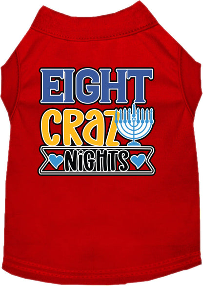 Camiseta para perros y gatos de Hanukkah con serigrafía "Eight Crazy Nights"