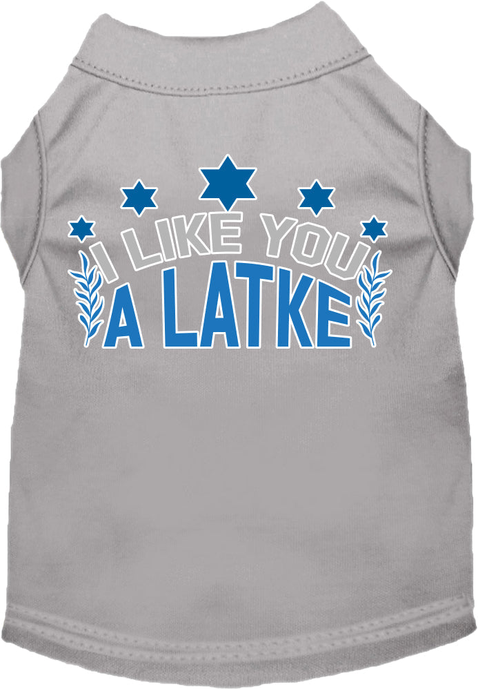 Hanukkah Pet Dog and Cat Shirt Screen Printed, "I Like You A Latke"