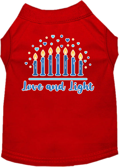 Camiseta para perros y gatos de Hanukkah con serigrafía "Love &amp; Light"