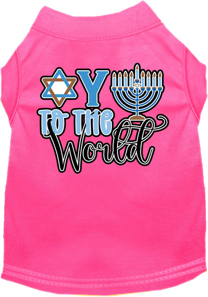 Camiseta para perros y gatos de Hanukkah con serigrafía "Oy To The World"