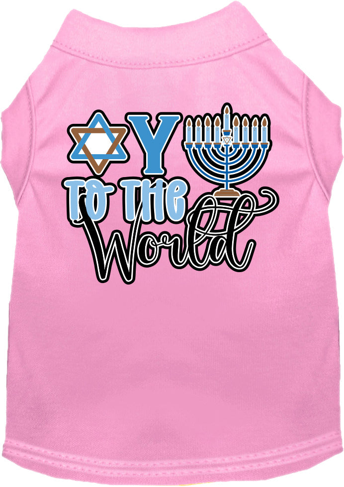 Camiseta para perros y gatos de Hanukkah con serigrafía "Oy To The World"