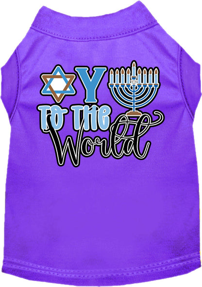 Camiseta para perros y gatos de Hanukkah con serigrafía "Oy To The World"