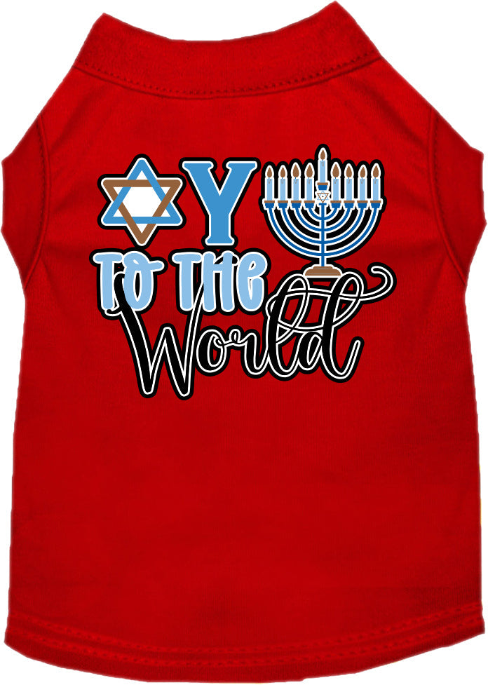 Camiseta para perros y gatos de Hanukkah con serigrafía "Oy To The World"