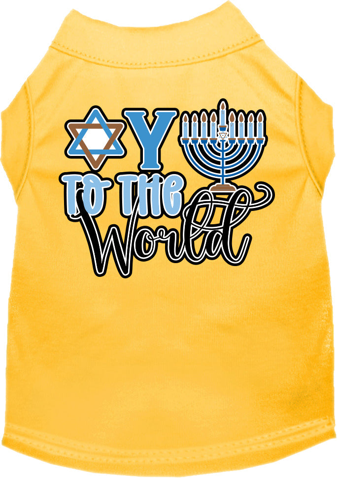 Camiseta para perros y gatos de Hanukkah con serigrafía "Oy To The World"