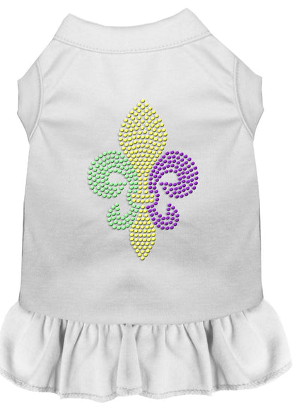 Vestido para perros y gatos con diamantes de imitación, "Mardi Gras Fleur De Lis"