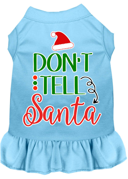 Christmas Pet Dog & Cat Dress Screen Printed, "Don't Tell Santa"