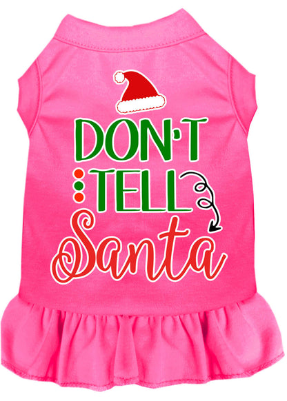 Christmas Pet Dog & Cat Dress Screen Printed, "Don't Tell Santa"