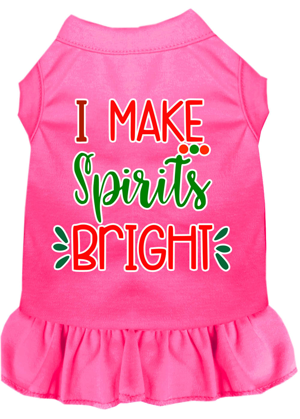 Christmas Pet Dog & Cat Dress Screen Printed, "I Make Spirits Bright"