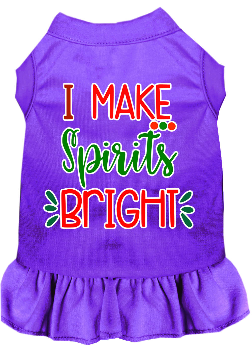 Christmas Pet Dog & Cat Dress Screen Printed, "I Make Spirits Bright"