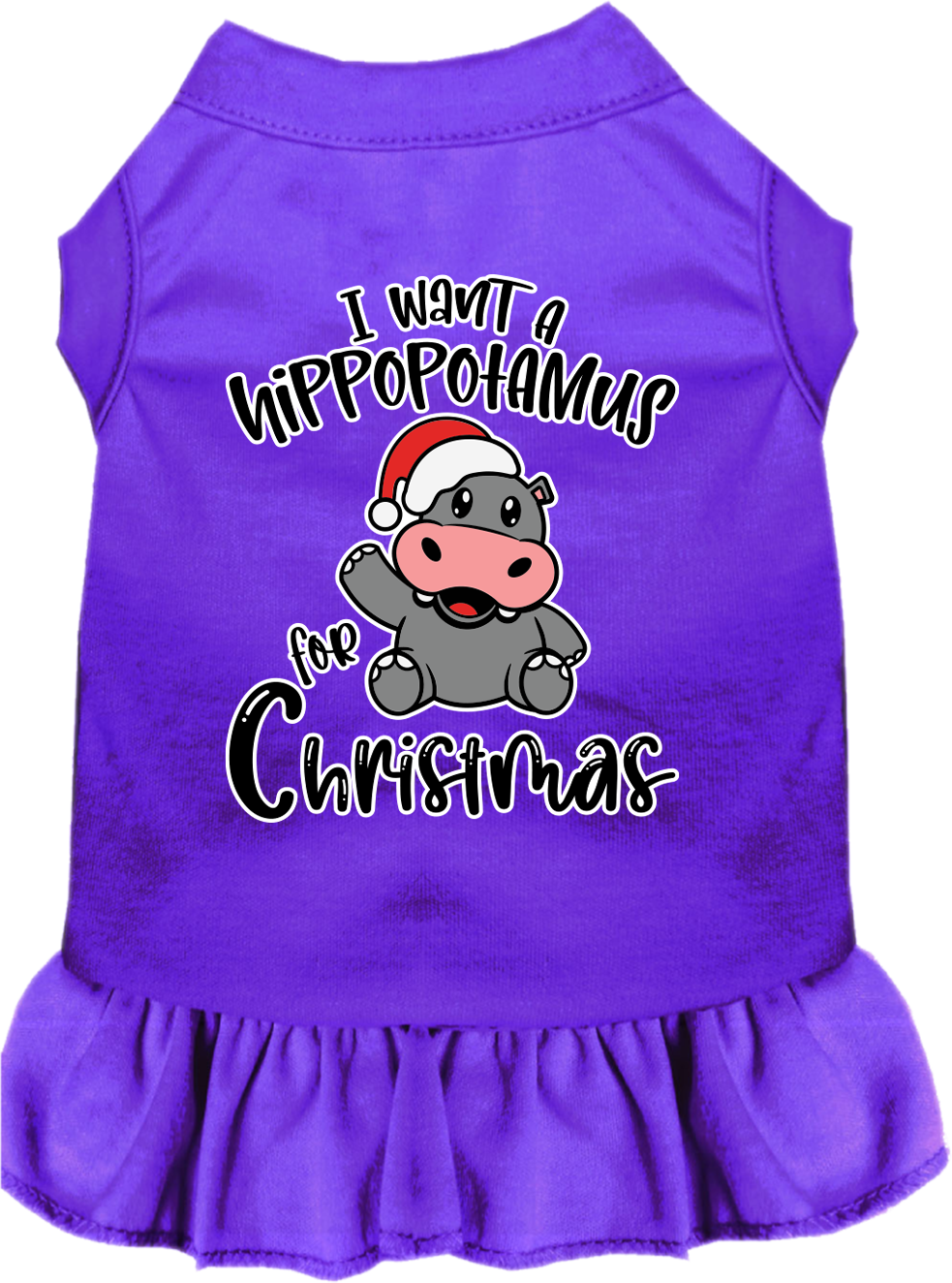 Christmas Pet, Dog and Cat Dress Screen Printed, "I Want A Hippopotamus For Christmas"