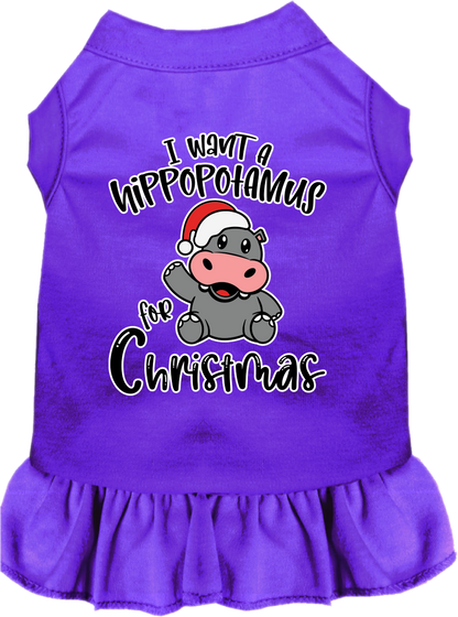 Christmas Pet, Dog and Cat Dress Screen Printed, "I Want A Hippopotamus For Christmas"