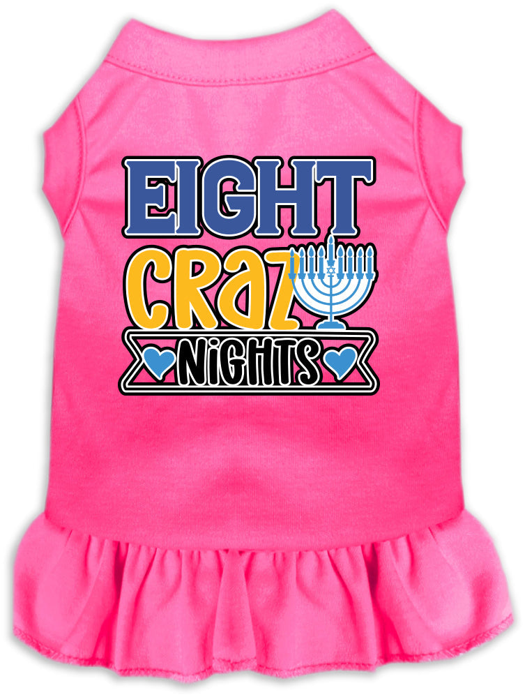 Vestido para mascotas, perros y gatos de Hanukkah serigrafiado con la frase "Ocho noches locas"