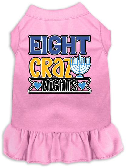 Vestido para mascotas, perros y gatos de Hanukkah serigrafiado con la frase "Ocho noches locas"