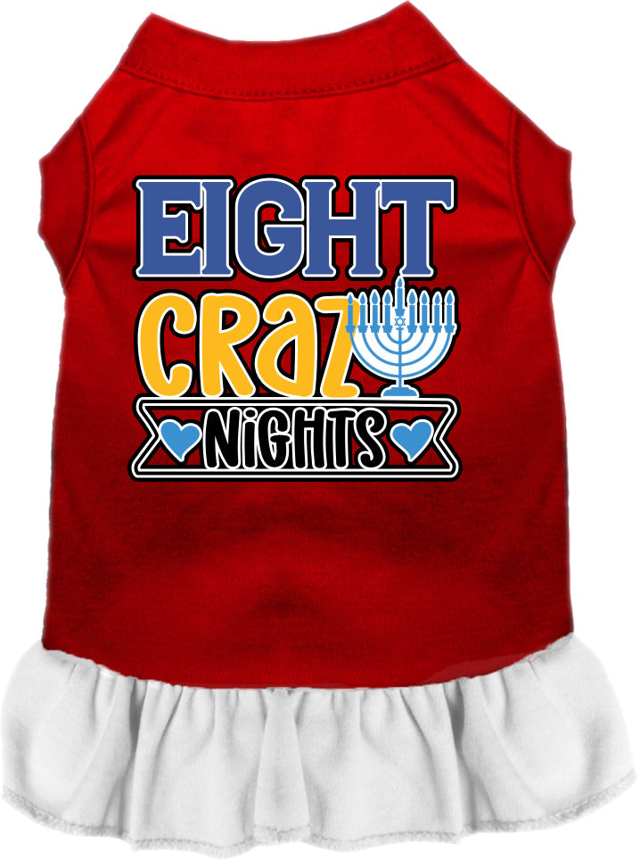 Vestido para mascotas, perros y gatos de Hanukkah serigrafiado con la frase "Ocho noches locas"