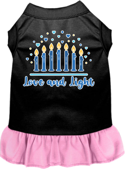 Vestido para mascotas, perros y gatos de Hanukkah serigrafiado con la frase "Amor y luz"