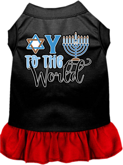 Vestido para mascotas, perros y gatos de Hanukkah serigrafiado con la frase "Oy To The World"