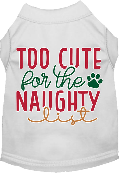 Dog Shirt for Pets "Too Cute for the Naughty List"