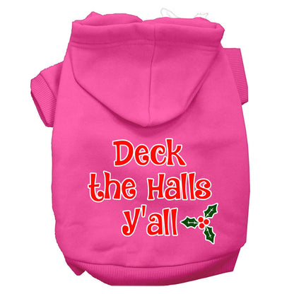 Christmas Pet Dog & Cat Hoodie Screen Printed, "Deck the Halls Y'all"