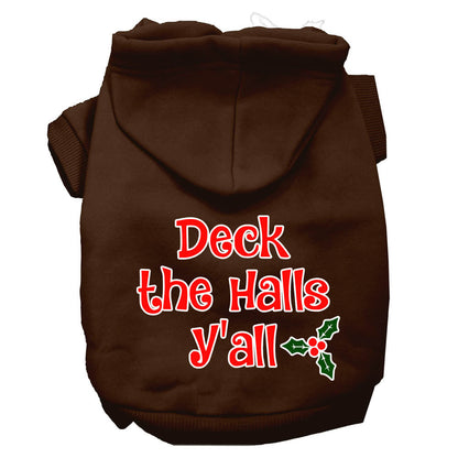 Christmas Pet Dog & Cat Hoodie Screen Printed, "Deck the Halls Y'all"