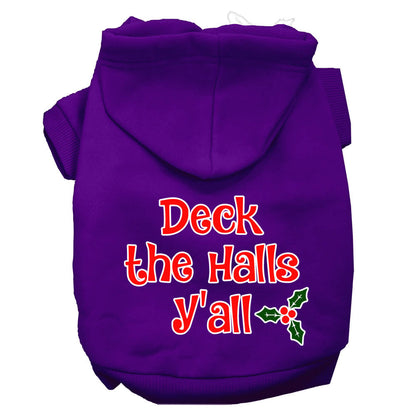 Christmas Pet Hoodie Screen Printed, "Deck the Halls Y'all"