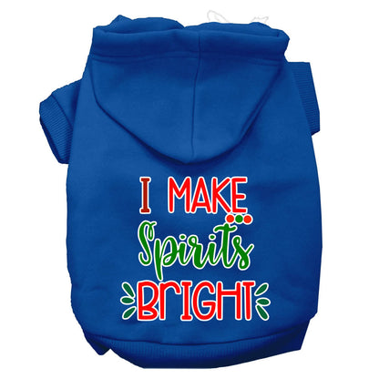 Christmas Pet Hoodie Screen Printed, "I Make Spirits Bright"