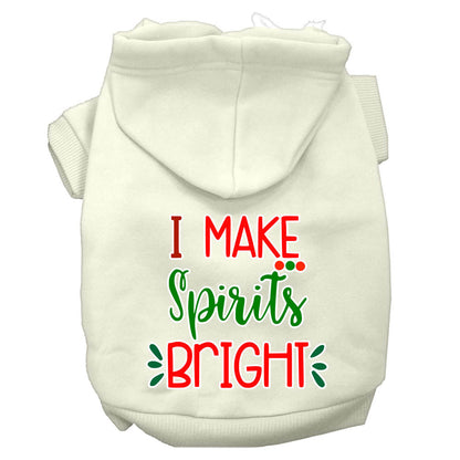 Christmas Pet Hoodie Screen Printed, "I Make Spirits Bright"