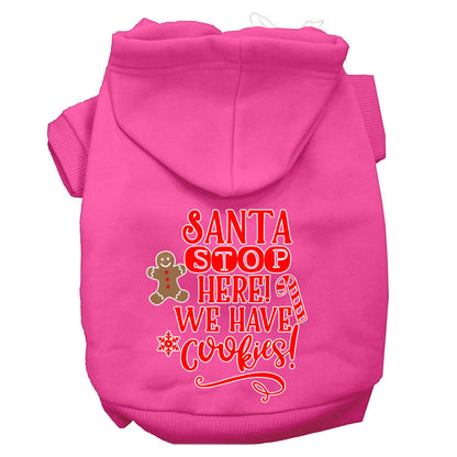 Christmas Pet Dog & Cat Hoodie Screen Printed, "Santa Stop Here, We Have Cookies"