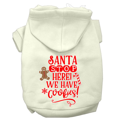 Christmas Pet Dog & Cat Hoodie Screen Printed, "Santa Stop Here, We Have Cookies"