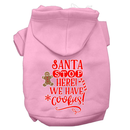 Christmas Pet Dog & Cat Hoodie Screen Printed, "Santa Stop Here, We Have Cookies"