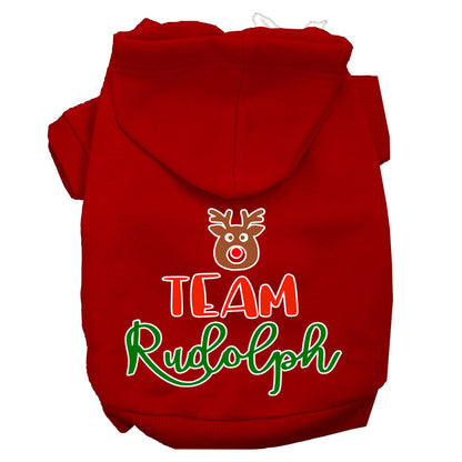 Christmas Pet Dog & Cat Hoodie Screen Printed, "Team Rudolph"