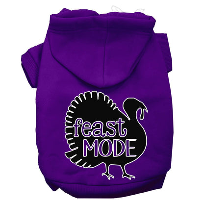 Sudadera con capucha para mascotas, perros y gatos del Día de Acción de Gracias serigrafiada con el mensaje "Feast Mode"