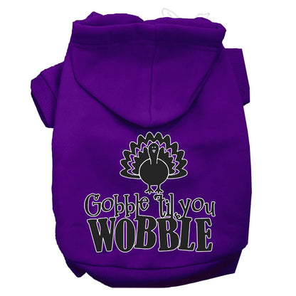 Sudadera con capucha para mascotas, perros y gatos del Día de Acción de Gracias serigrafiada con la frase "Gobble 'Til You Wobble"