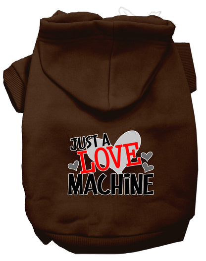 Sudadera con capucha para mascotas, perros y gatos serigrafiada con la frase "Just A Love Machine"