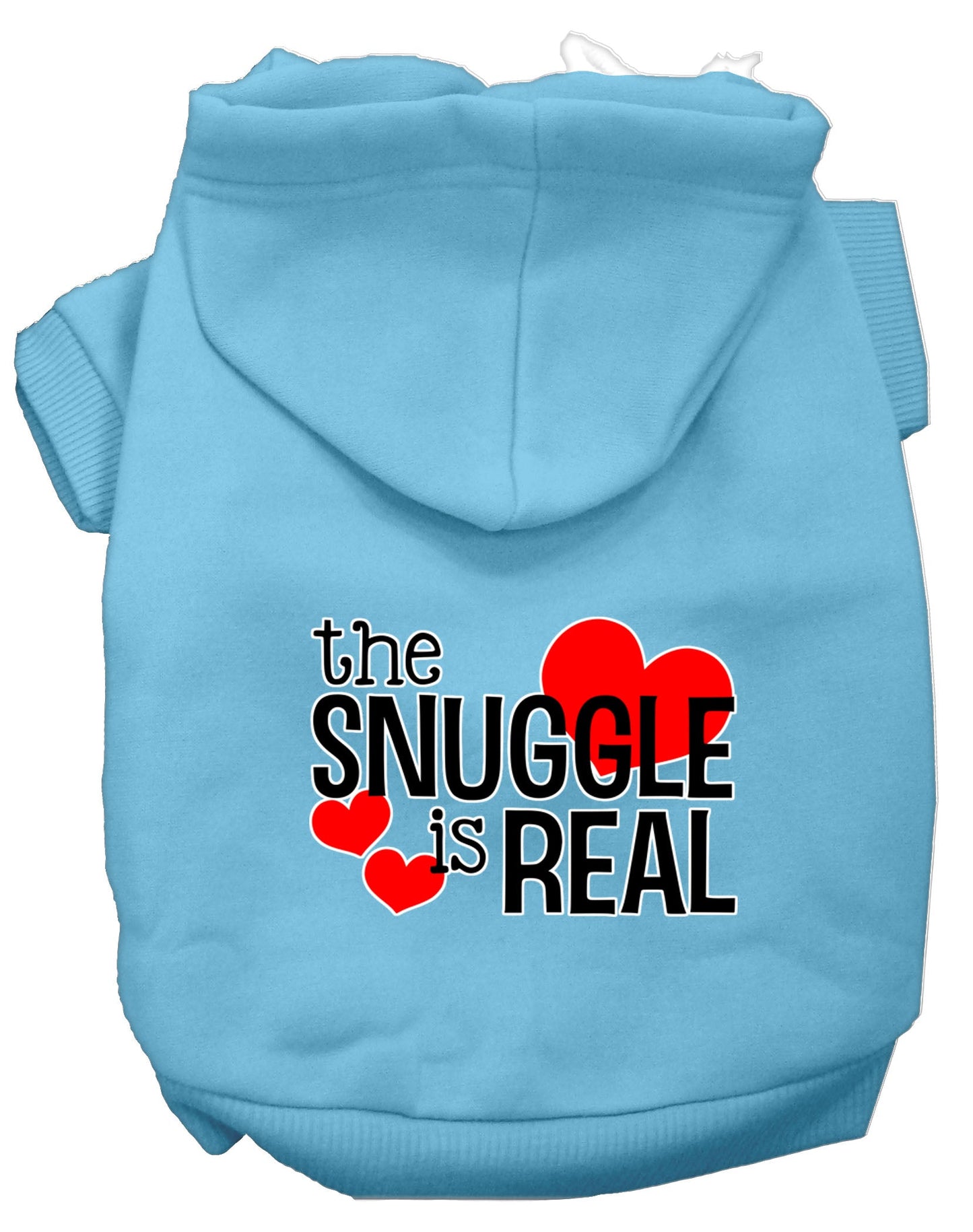 Sudadera con capucha para mascotas, perros y gatos serigrafiada con la frase "The Snuggle Is Real"