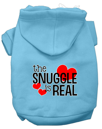 Sudadera con capucha para mascotas, perros y gatos serigrafiada con la frase "The Snuggle Is Real"