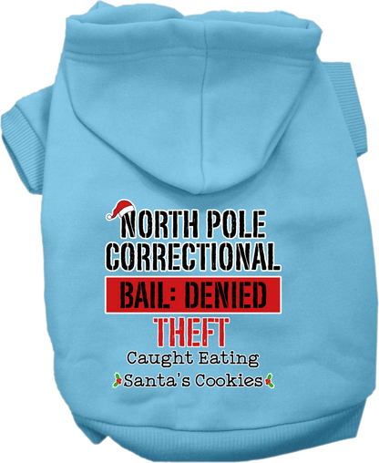 Christmas Pet, Dog & Cat Hoodie Screen Printed, "North Pole Correctional"