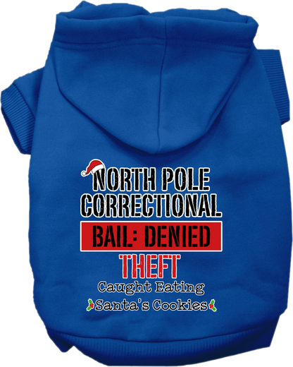 Christmas Pet, Dog & Cat Hoodie Screen Printed, "North Pole Correctional"