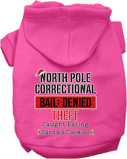 Christmas Pet, Dog & Cat Hoodie Screen Printed, "North Pole Correctional"