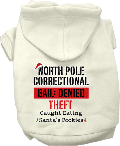 Christmas Pet, Dog & Cat Hoodie Screen Printed, "North Pole Correctional"