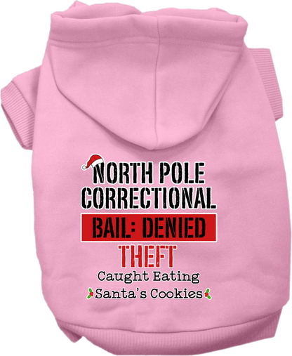 Christmas Pet, Dog & Cat Hoodie Screen Printed, "North Pole Correctional"