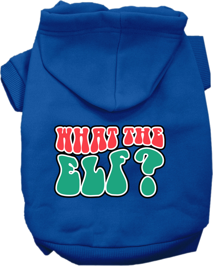 Christmas Pet, Dog and Cat Hoodie Screen Printed, "What The Elf"