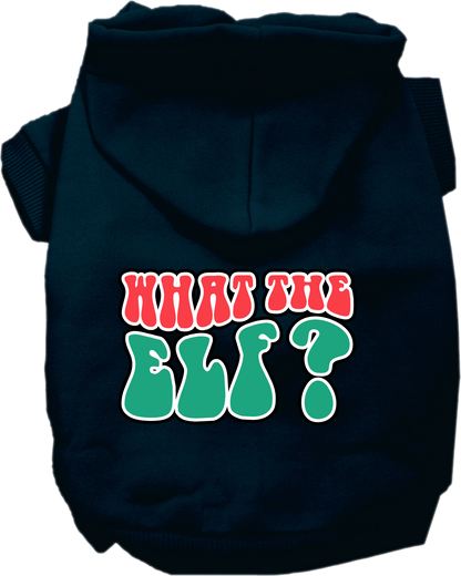 Christmas Pet, Dog and Cat Hoodie Screen Printed, "What The Elf"