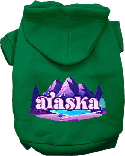 Pet Dog & Cat Screen Printed Hoodie for Medium to Large Pets (Sizes 2XL-6XL), "Alaska Alpine Pawscape"