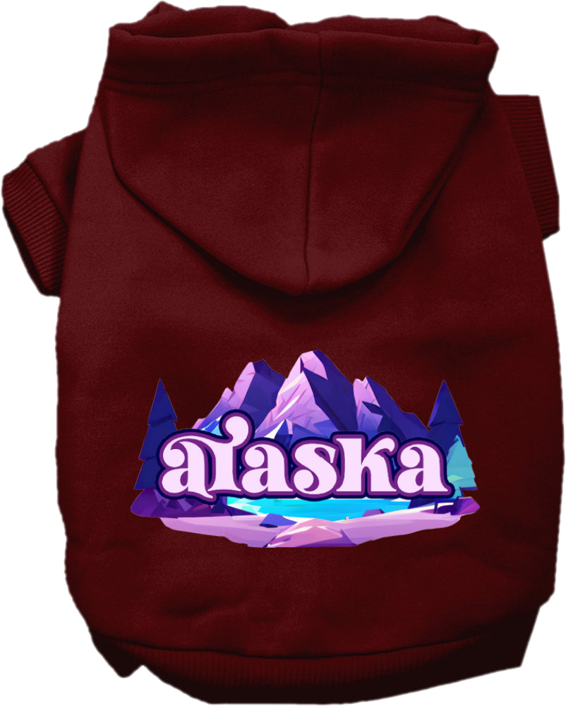 Sudadera con capucha serigrafiada para perros y gatos, para mascotas medianas y grandes (tallas 2XL-6XL), "Alaska Alpine Pawscape"