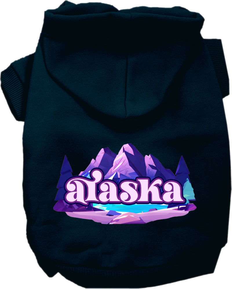 Sudadera con capucha serigrafiada para perros y gatos, para mascotas medianas y grandes (tallas 2XL-6XL), "Alaska Alpine Pawscape"