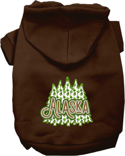 Pet Dog & Cat Screen Printed Hoodie for Medium to Large Pets (Sizes 2XL-6XL), "Alaska Woodland Trees"