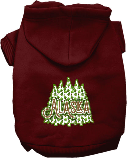 Pet Dog & Cat Screen Printed Hoodie for Medium to Large Pets (Sizes 2XL-6XL), "Alaska Woodland Trees"