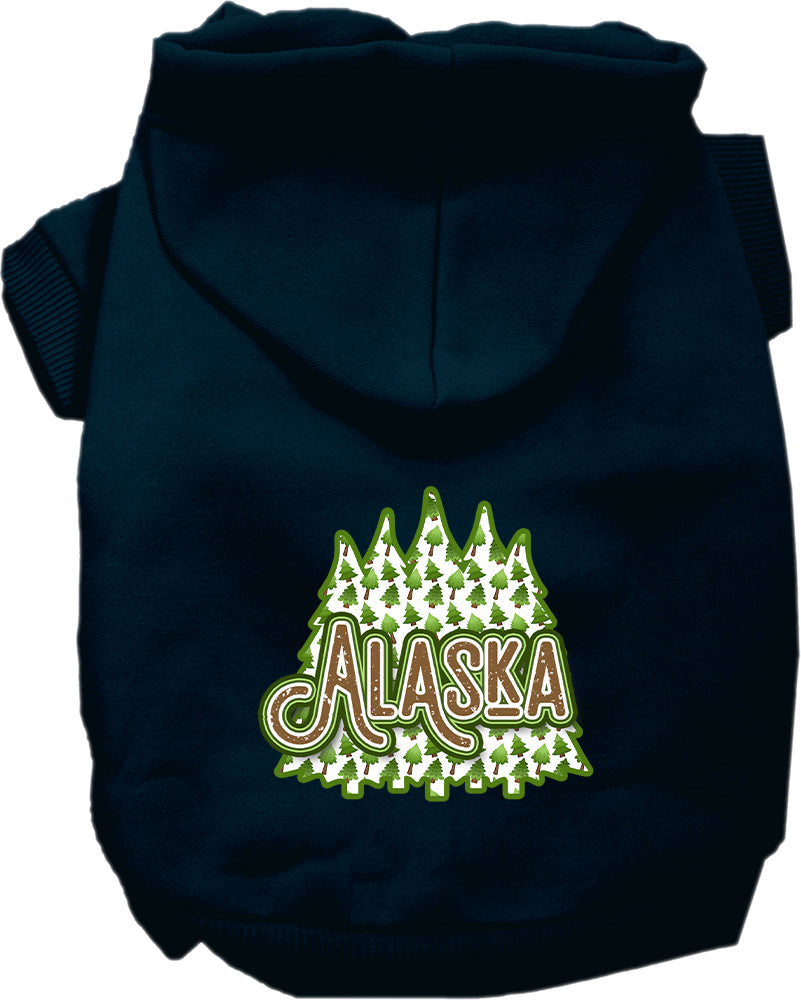 Sudadera con capucha serigrafiada para perros y gatos, para mascotas medianas y grandes (tallas 2XL-6XL), "Árboles del bosque de Alaska"