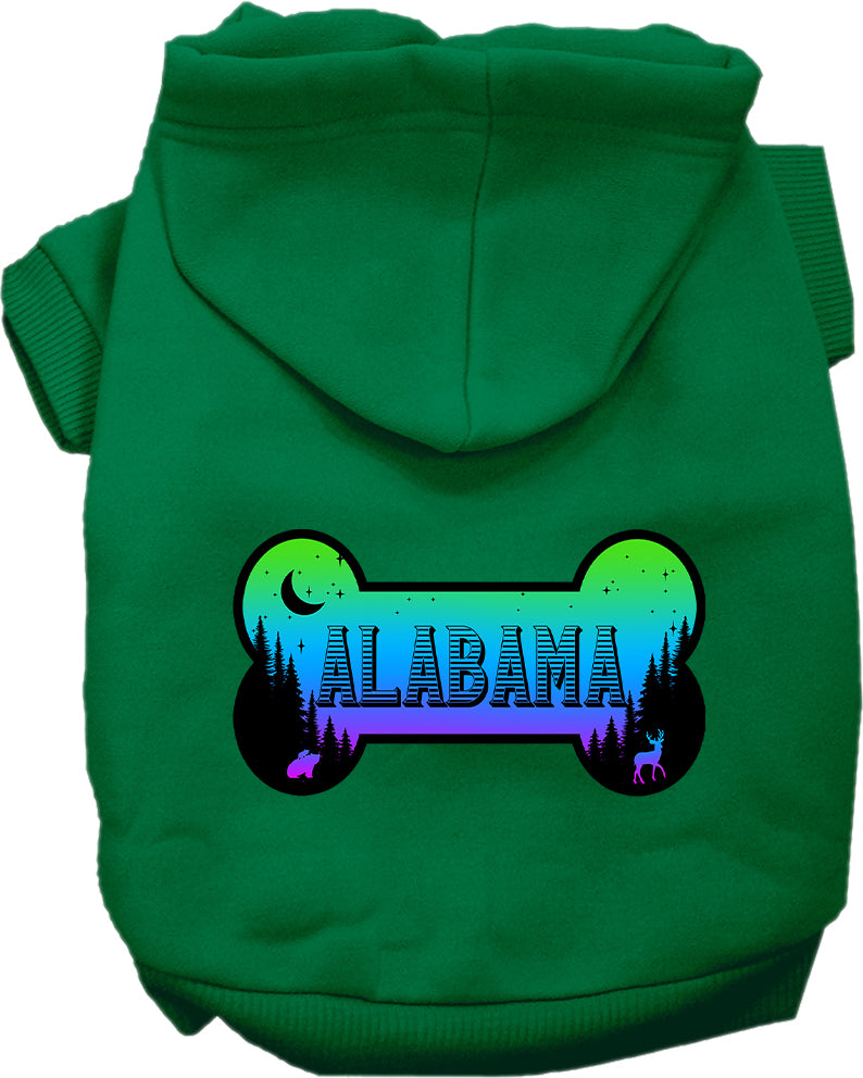 Sudadera con capucha serigrafiada para perros y gatos, para mascotas medianas y grandes (tallas 2XL-6XL), "Alabama Mountain Shades"