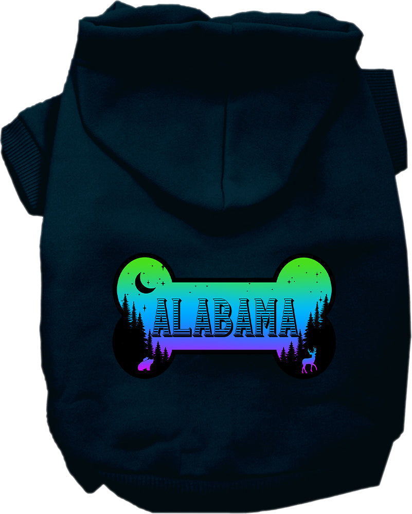 Sudadera con capucha serigrafiada para perros y gatos, para mascotas medianas y grandes (tallas 2XL-6XL), "Alabama Mountain Shades"